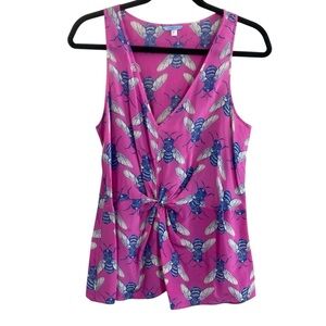 Anthropologie Pink and Blue Insect Print Tank Top